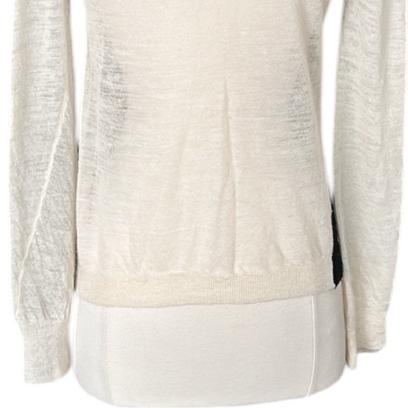 A.L.C. Lightweight Wool Sweater Black Cream Color Block Layer Neutral Size Small - Picture 9 of 15